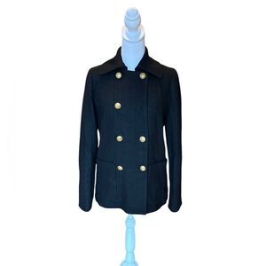 J. Crew Black Pea Coat with Gold Buttons